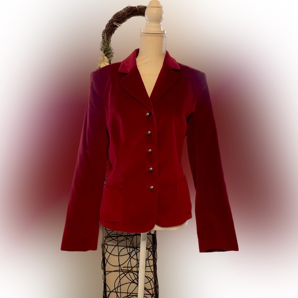 Talbots | Ruby Red Velvet Blazer Size 12